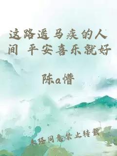 这路遥马疾的人间 平安喜乐就好